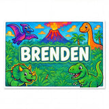 Brenden Name Art - Dinosaur Adventure personalized wall print for kids