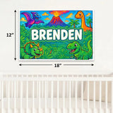 Brenden Name Art - Dinosaur Adventure personalized wall print for kids