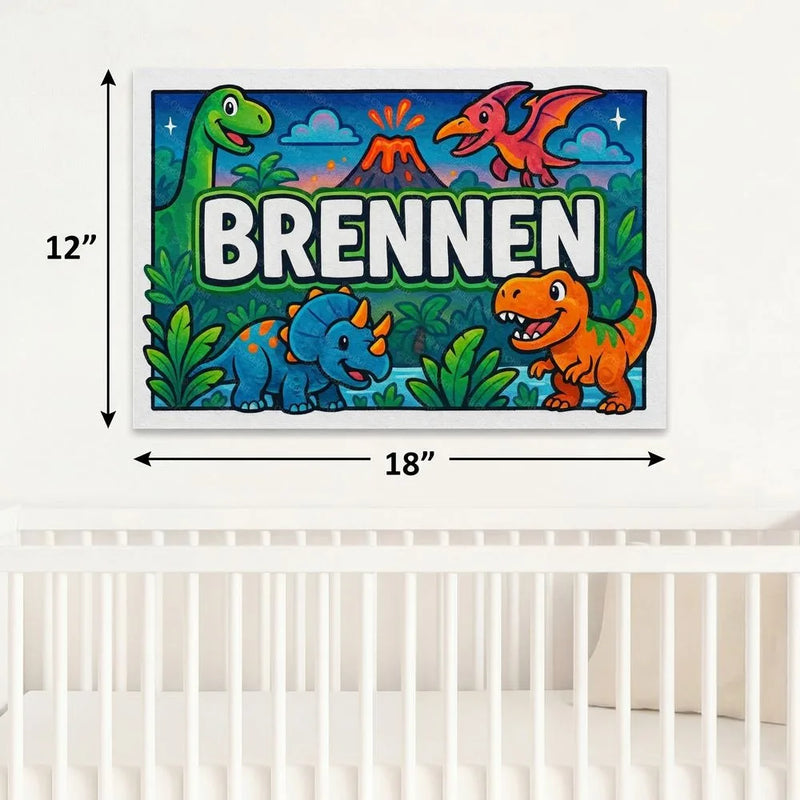 Brennen Name Art - Dinosaur Adventure personalized wall print for kids
