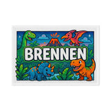 Brennen Name Art - Dinosaur Adventure personalized wall print for kids