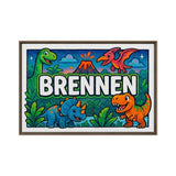 Brennen Name Art - Dinosaur Adventure personalized wall print for kids