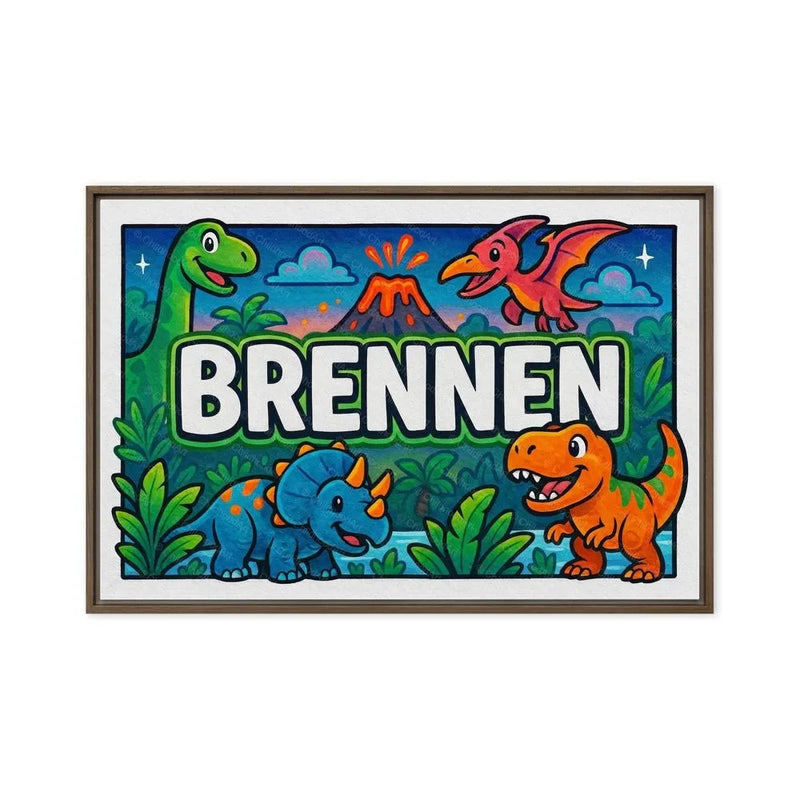Brennen Name Art - Dinosaur Adventure personalized wall print for kids