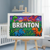 Brenton Name Art - Dinosaur Adventure personalized wall print for kids