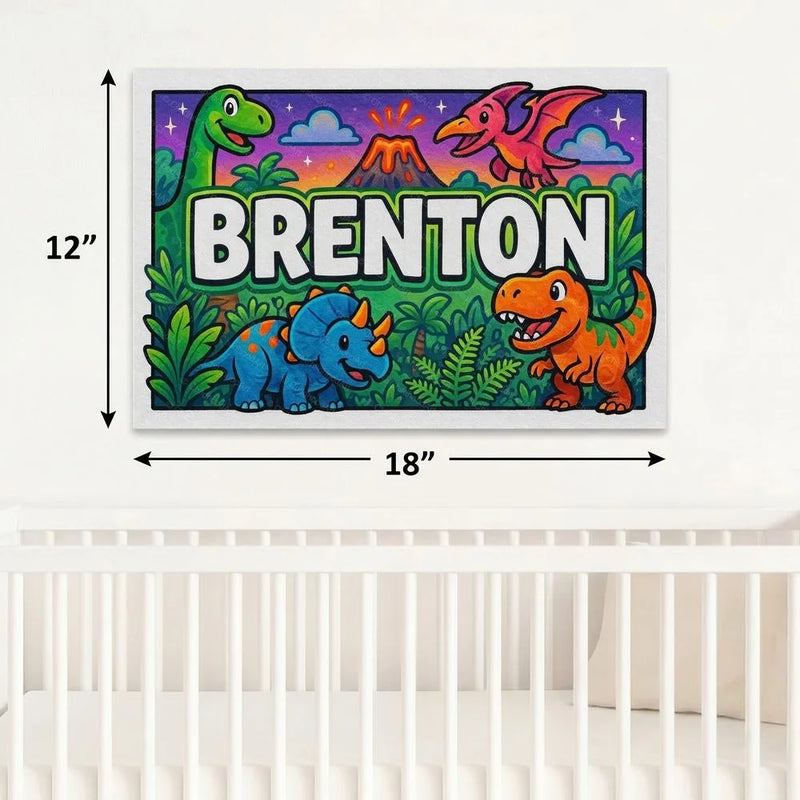 Brenton Name Art - Dinosaur Adventure personalized wall print for kids