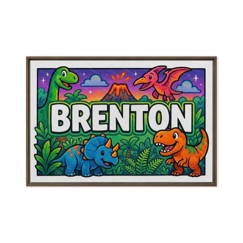 Brenton Name Art - Dinosaur Adventure personalized wall print for kids