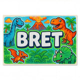 Bret Name Art - Dinosaur Adventure personalized wall print for kids