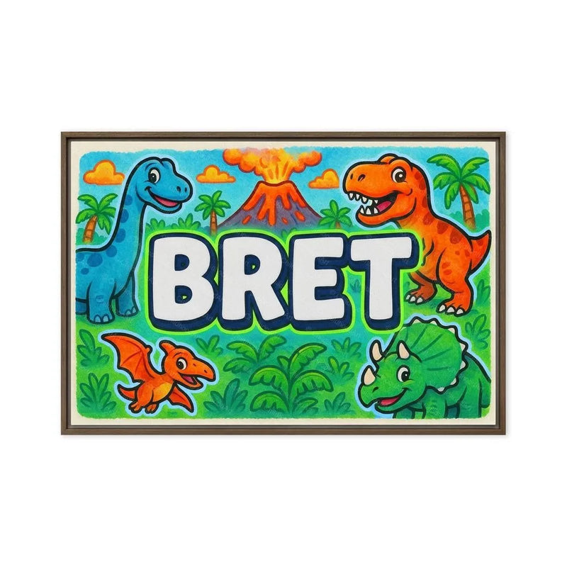 Bret Name Art - Dinosaur Adventure personalized wall print for kids