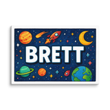 Brett Name Art - Space Explorers personalized wall print for kids