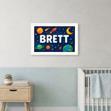 Brett Name Art - Space Explorers personalized wall print for kids