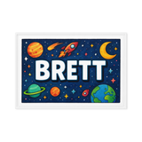 Brett Name Art - Space Explorers personalized wall print for kids