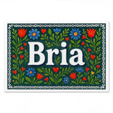 Bria Name Art - Floral Farmhouse personalized wall print for kids