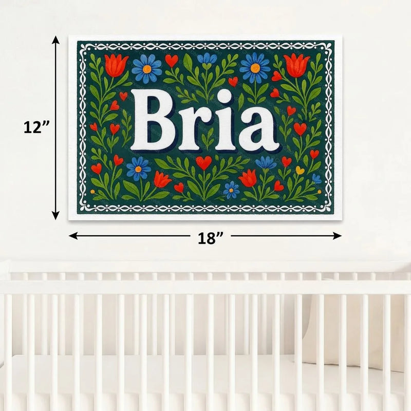 Bria Name Art - Floral Farmhouse personalized wall print for kids