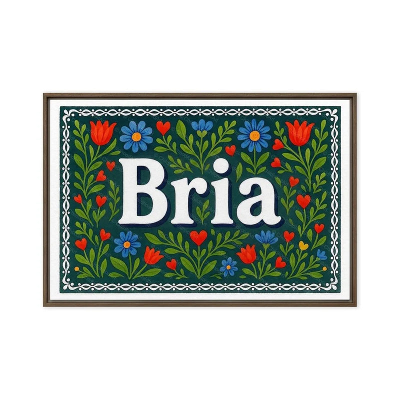 Bria Name Art - Floral Farmhouse personalized wall print for kids