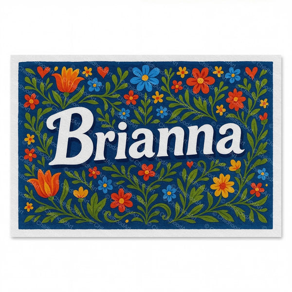 Brianna Floral Farmhouse Name Art