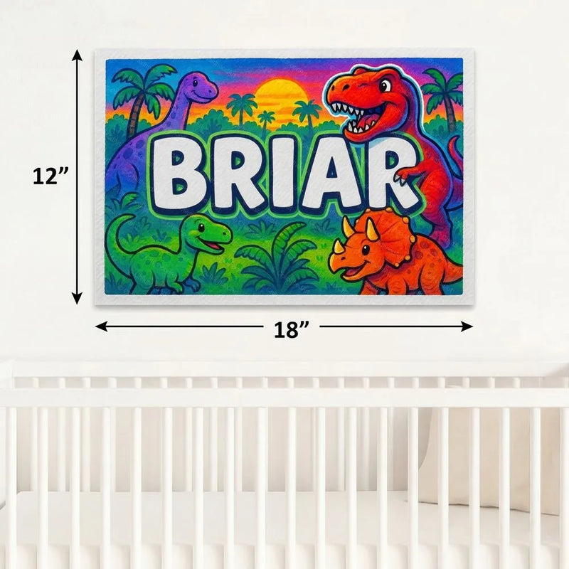 Briar Name Art - Dinosaur Adventure personalized wall print for kids