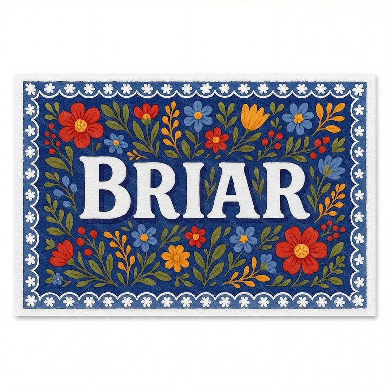 Briar Name Art - Floral Farmhouse personalized wall print for kids