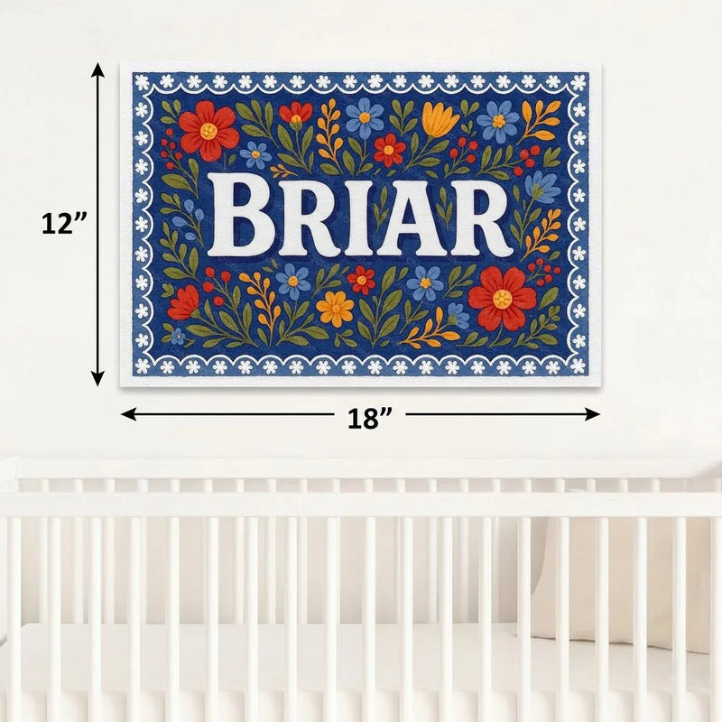 Briar Name Art - Floral Farmhouse personalized wall print for kids