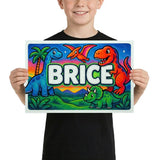 Brice Name Art - Dinosaur Adventure personalized wall print for kids