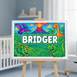 Bridger Name Art - Dinosaur Adventure personalized wall print for kids