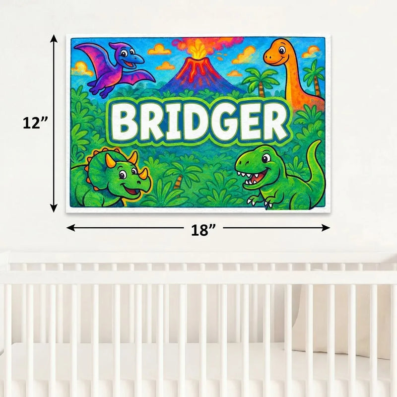 Bridger Name Art - Dinosaur Adventure personalized wall print for kids