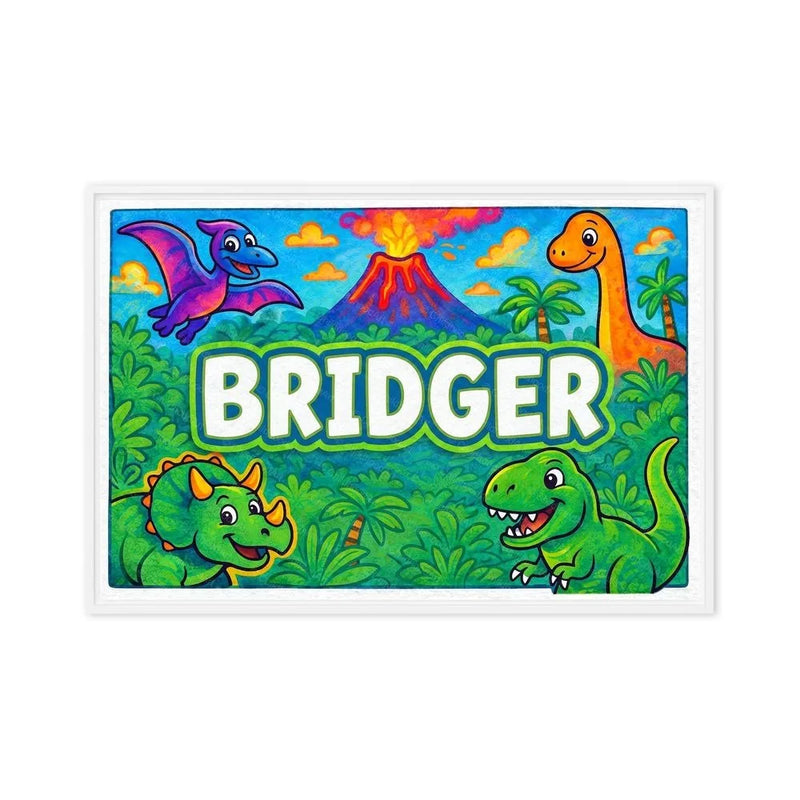 Bridger Name Art - Dinosaur Adventure personalized wall print for kids