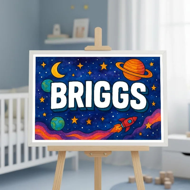 Briggs Name Art - Space Explorers personalized wall print for kids