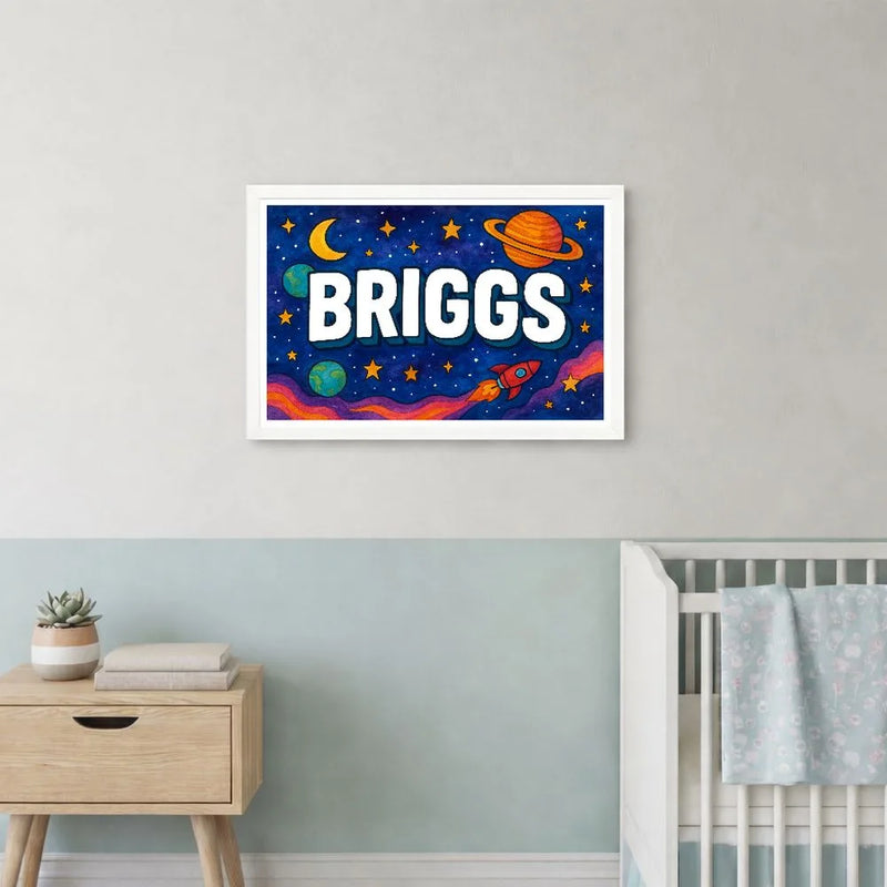 Briggs Name Art - Space Explorers personalized wall print for kids