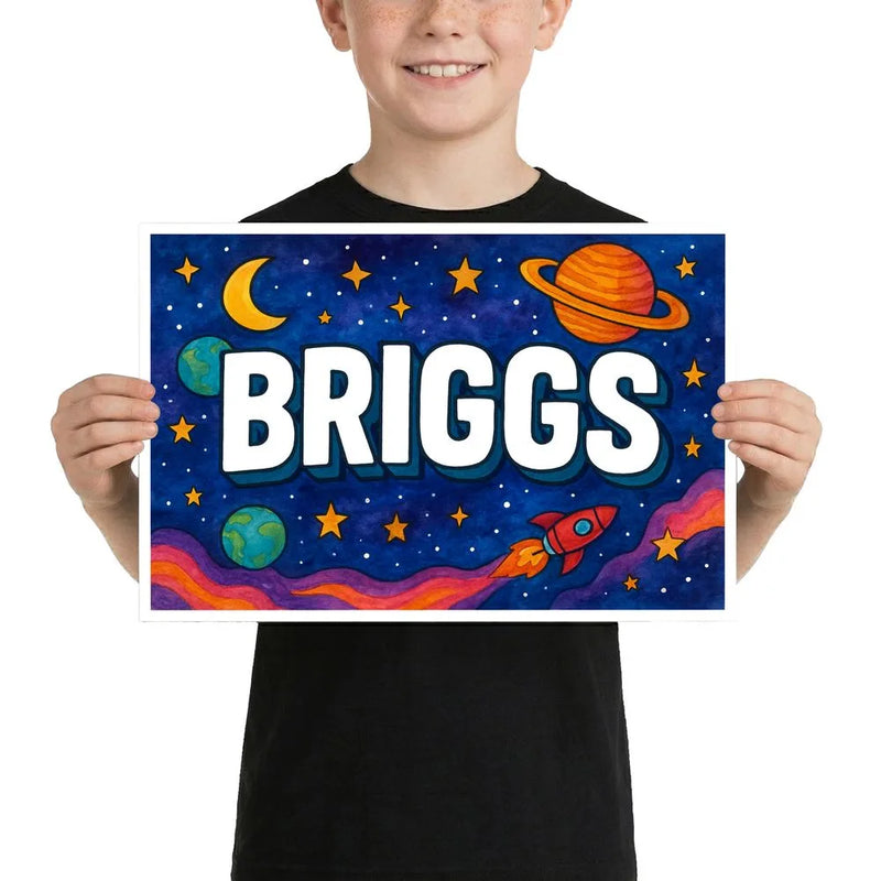 Briggs Name Art - Space Explorers personalized wall print for kids