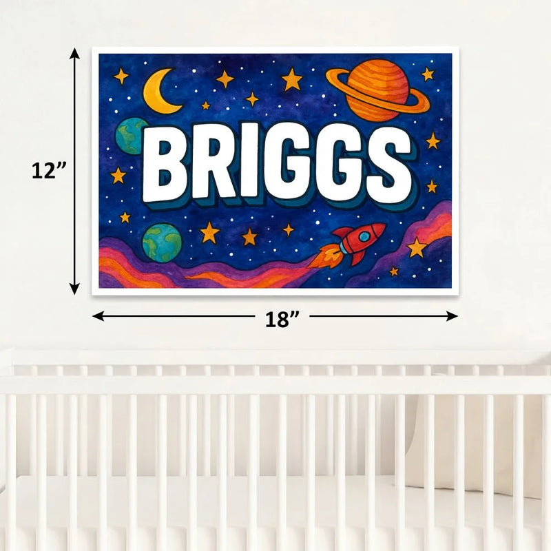 Briggs Name Art - Space Explorers personalized wall print for kids