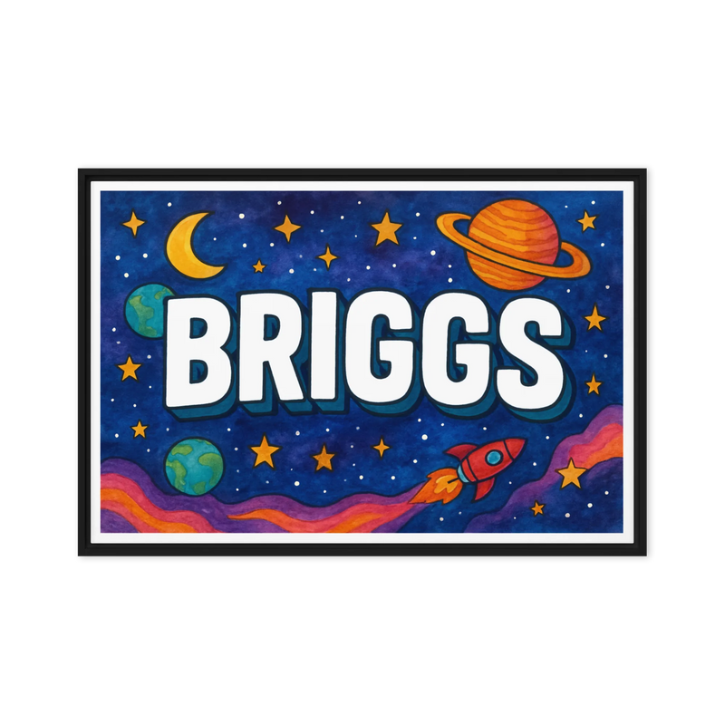 Briggs Name Art - Space Explorers personalized wall print for kids