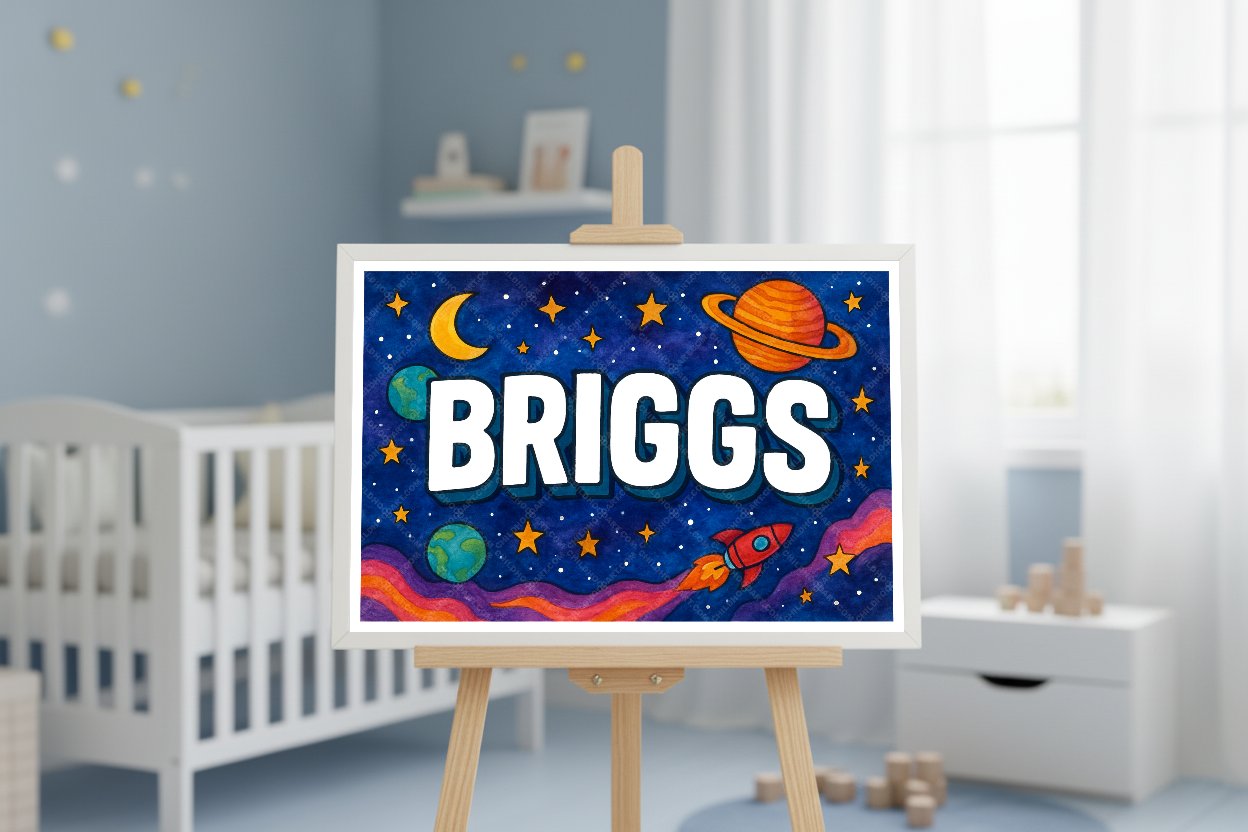 Personalized space name art for Briggs