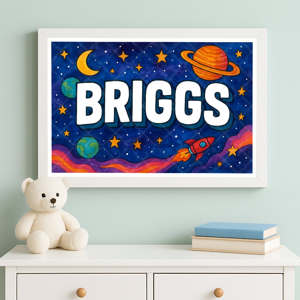 Personalized space name art for Briggs