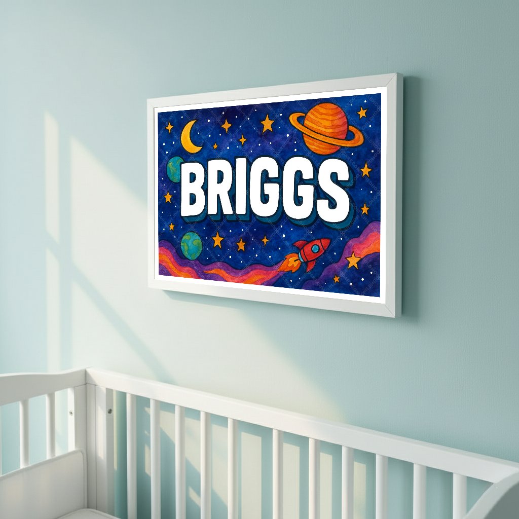 Personalized space name art for Briggs
