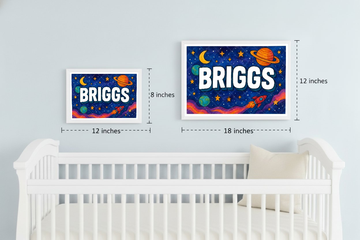 Personalized space name art for Briggs