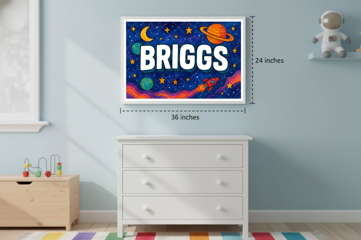 Personalized space name art for Briggs