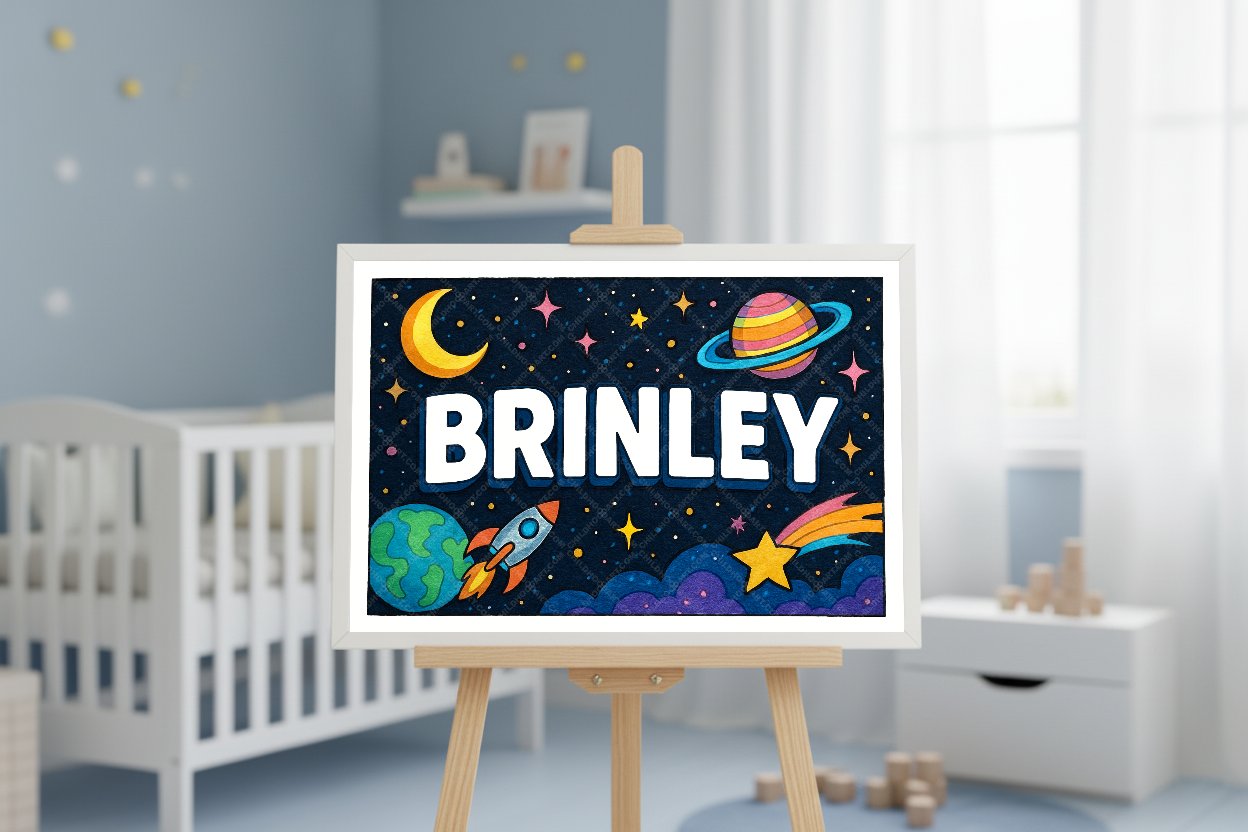 Personalized space name art for Brinley