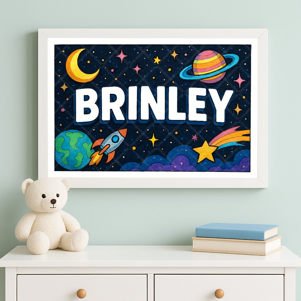 Personalized space name art for Brinley