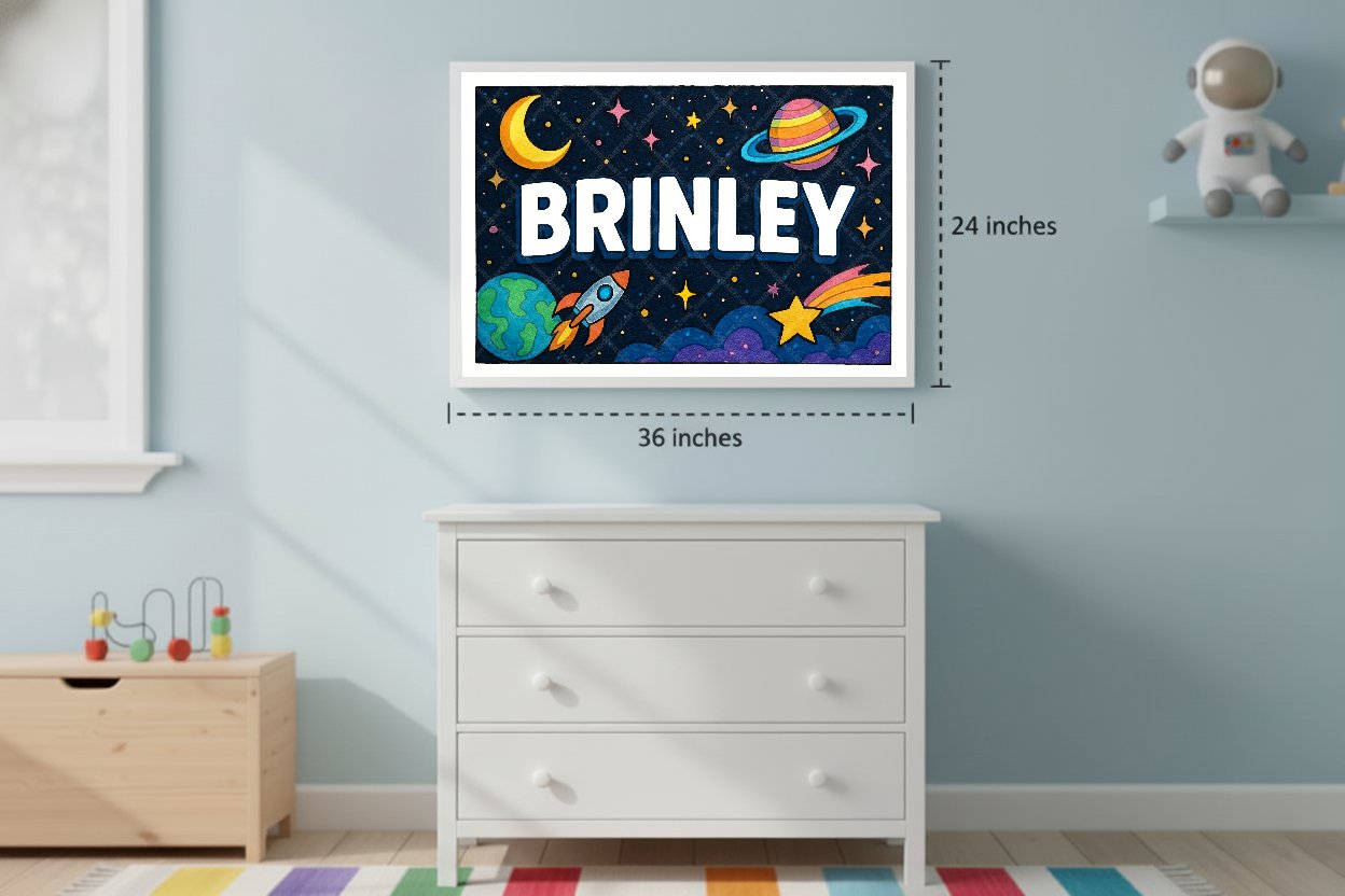 Personalized space name art for Brinley