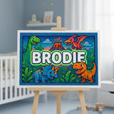 Brodie Name Art - Dinosaur Adventure personalized wall print for kids