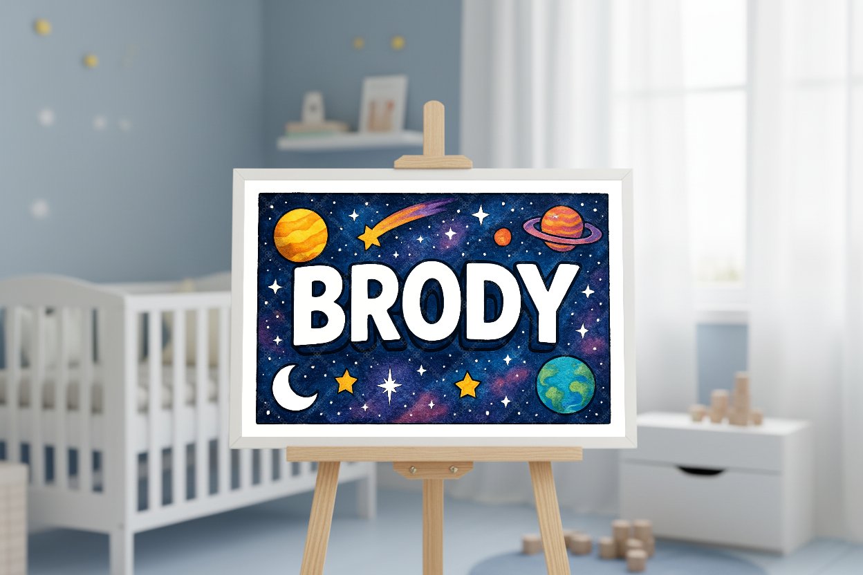 Personalized space name art for Brody