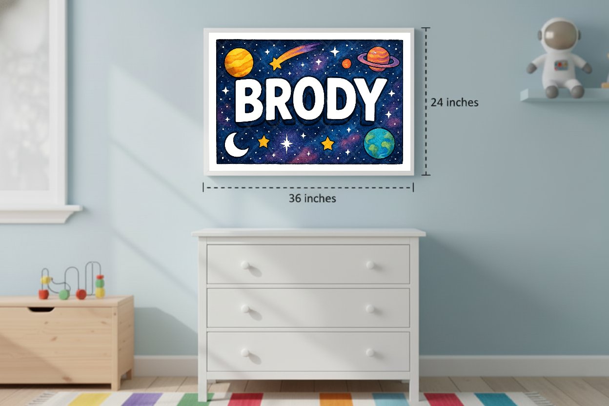 Personalized space name art for Brody