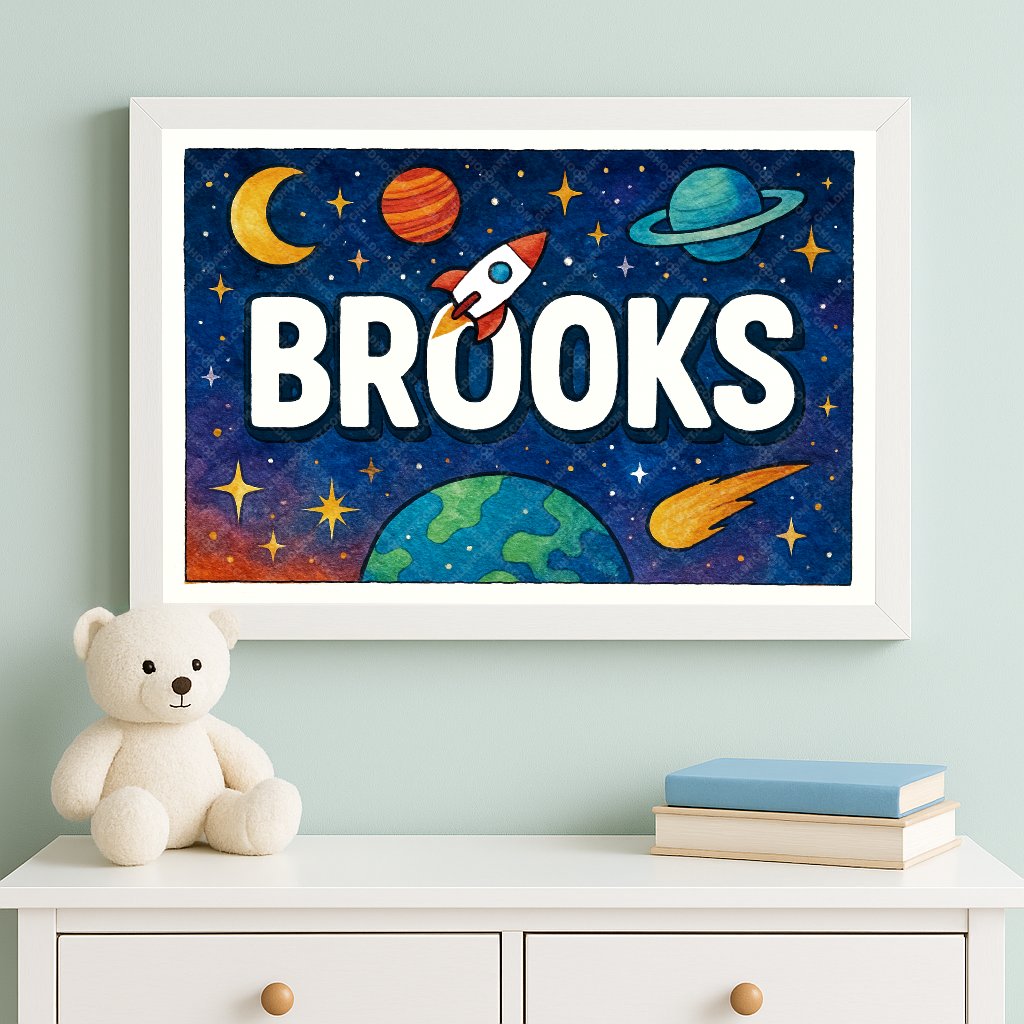 Personalized space name art for Brooks