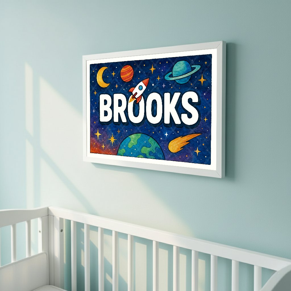 Personalized space name art for Brooks