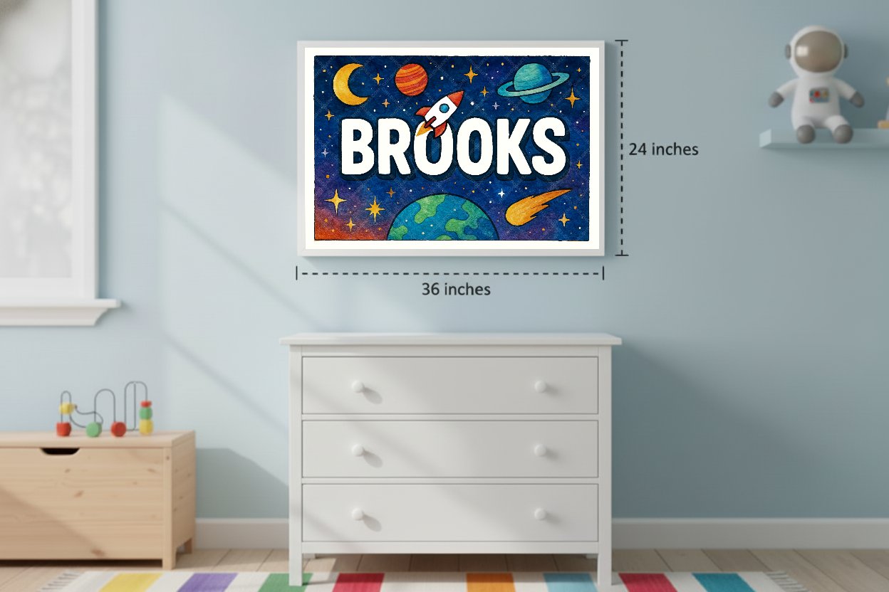 Personalized space name art for Brooks