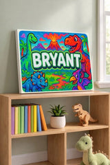 Bryant Name Art - Dinosaur Adventure personalized wall print for kids