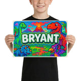 Bryant Name Art - Dinosaur Adventure personalized wall print for kids