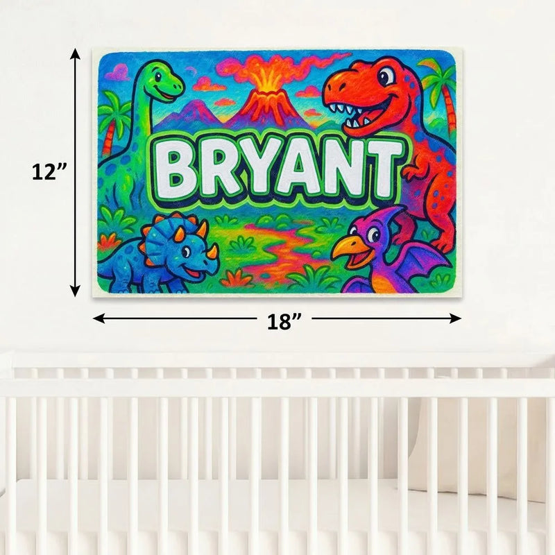 Bryant Name Art - Dinosaur Adventure personalized wall print for kids