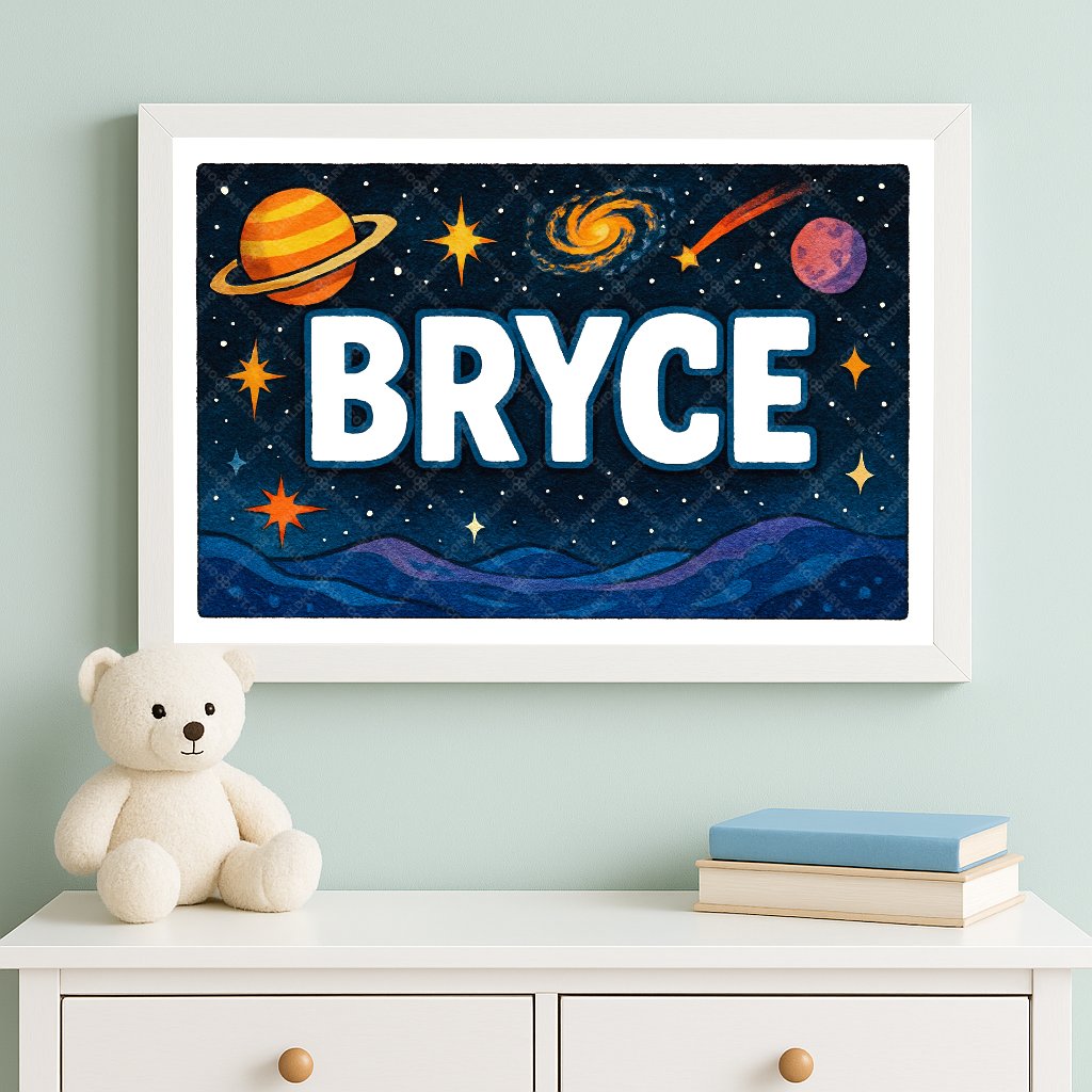 Personalized space name art for Bryce