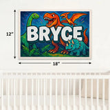 Bryce Name Art - Dinosaur Adventure personalized wall print for kids