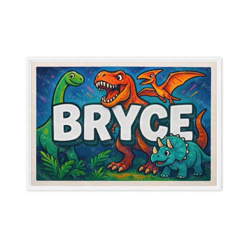 Bryce Name Art - Dinosaur Adventure personalized wall print for kids